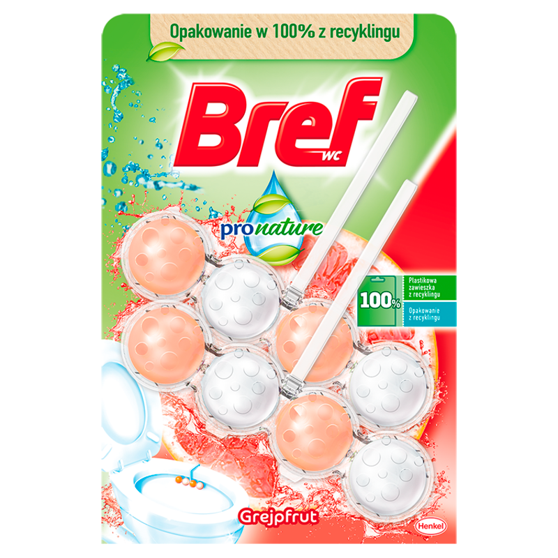 BREF Power Aktiv ProNature Zawieszka do WC - Grejpfrut 2x50g