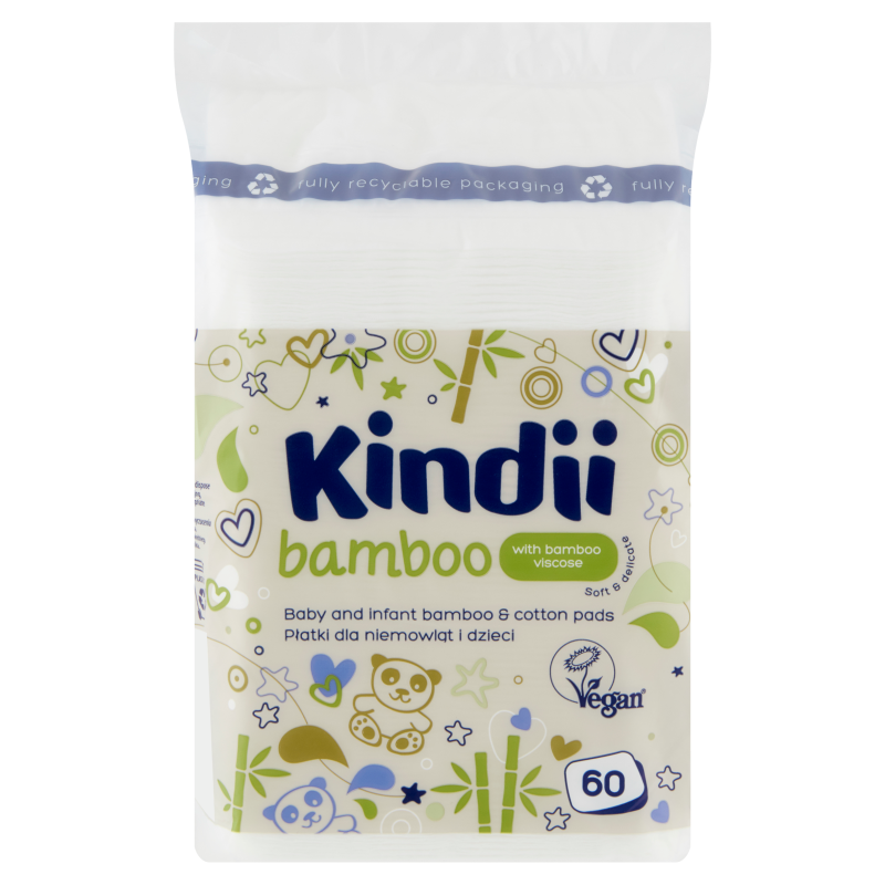 KINDII Bamboo Płatki kosmetyczne dla dzieci i niemowląt 60 szt