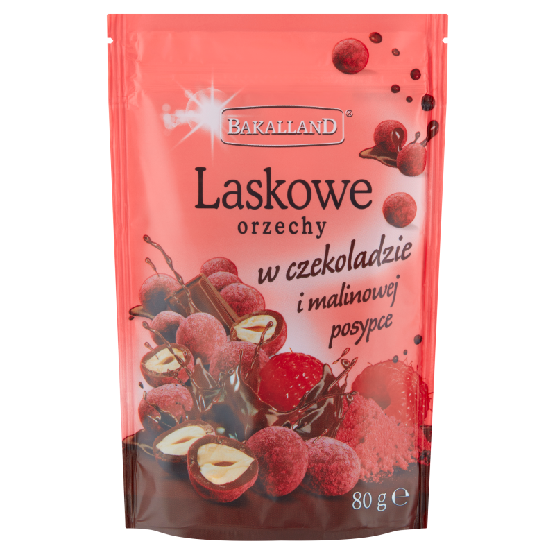 BAKALLAND Orzechy laskowe w czekoladzie i malinowej posypce
