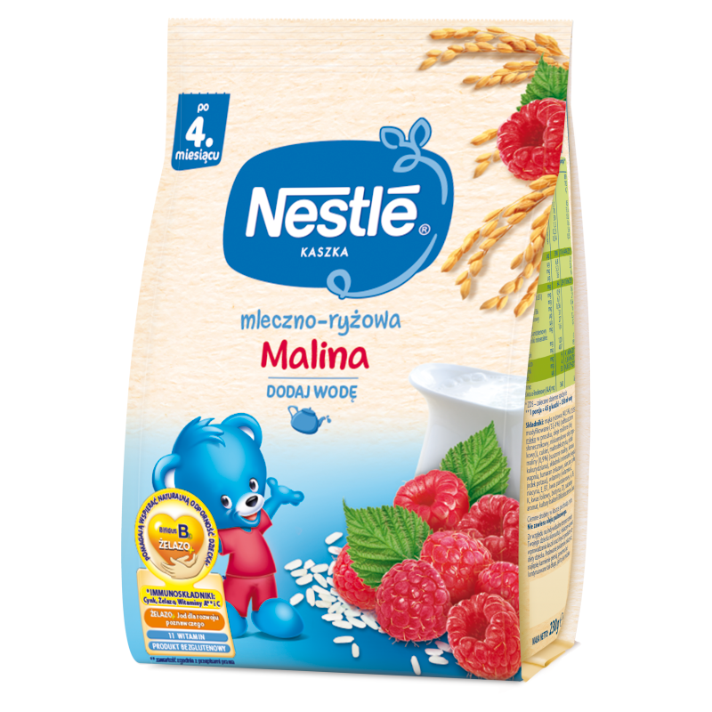 NESTLÉ Kaszka mleczno-ryżowa malina dla niemowląt po 4 miesiącu frisco.pl