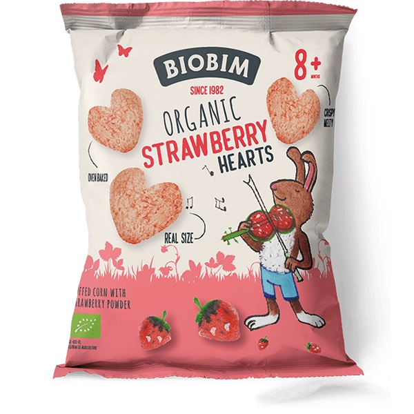 BIOBIM Chrupki kukurydziane z truskawką po 8 miesiącu BIO