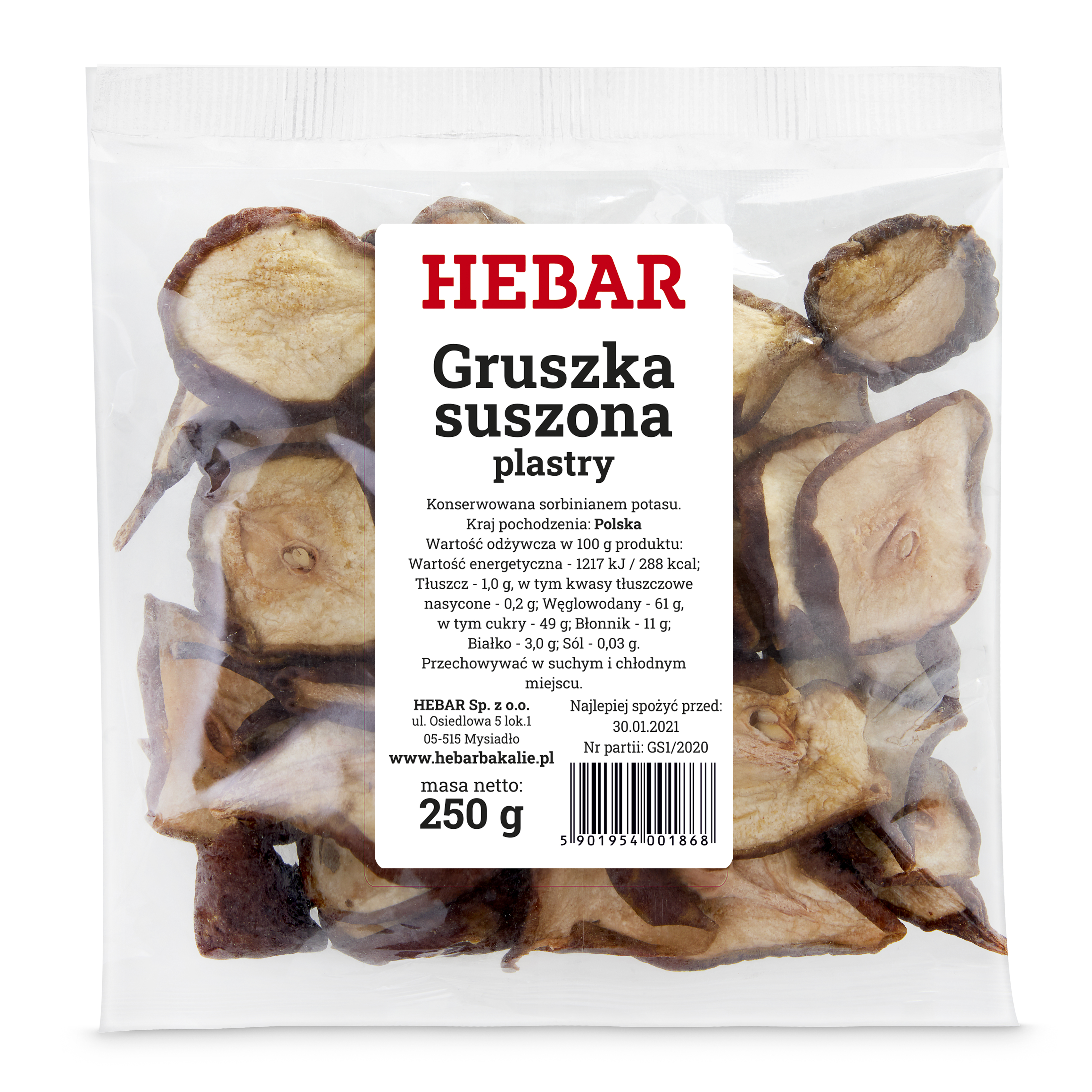 HEBAR Gruszka suszona plastry