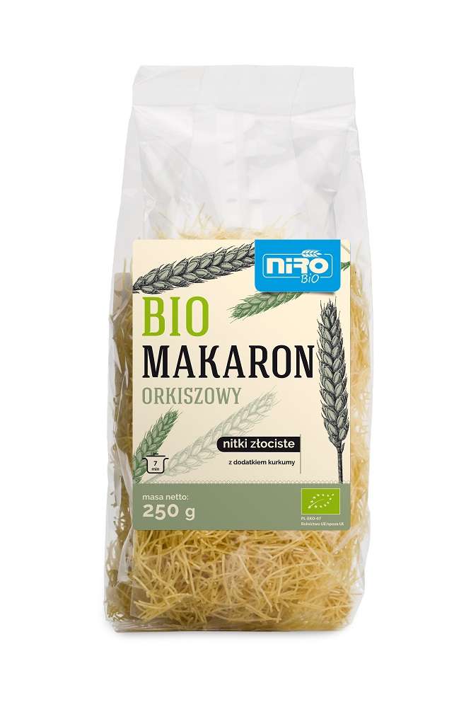 NIRO Makaron orkiszowy - nitki złociste z dodatkiem kurkumy BIO