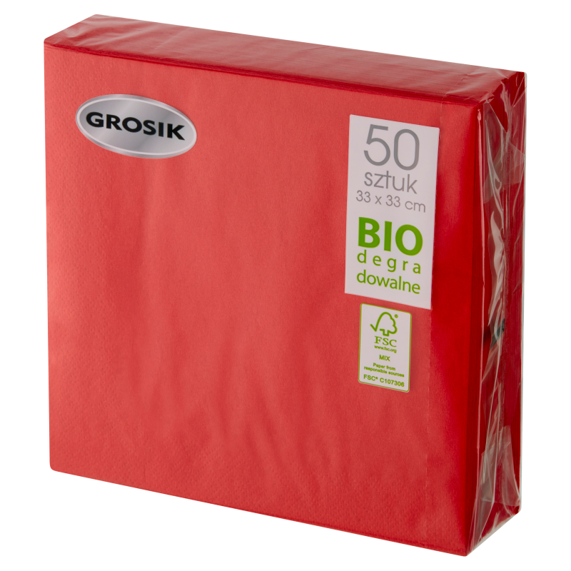 GROSIK Serwetki czerwone 33x33 50 szt.