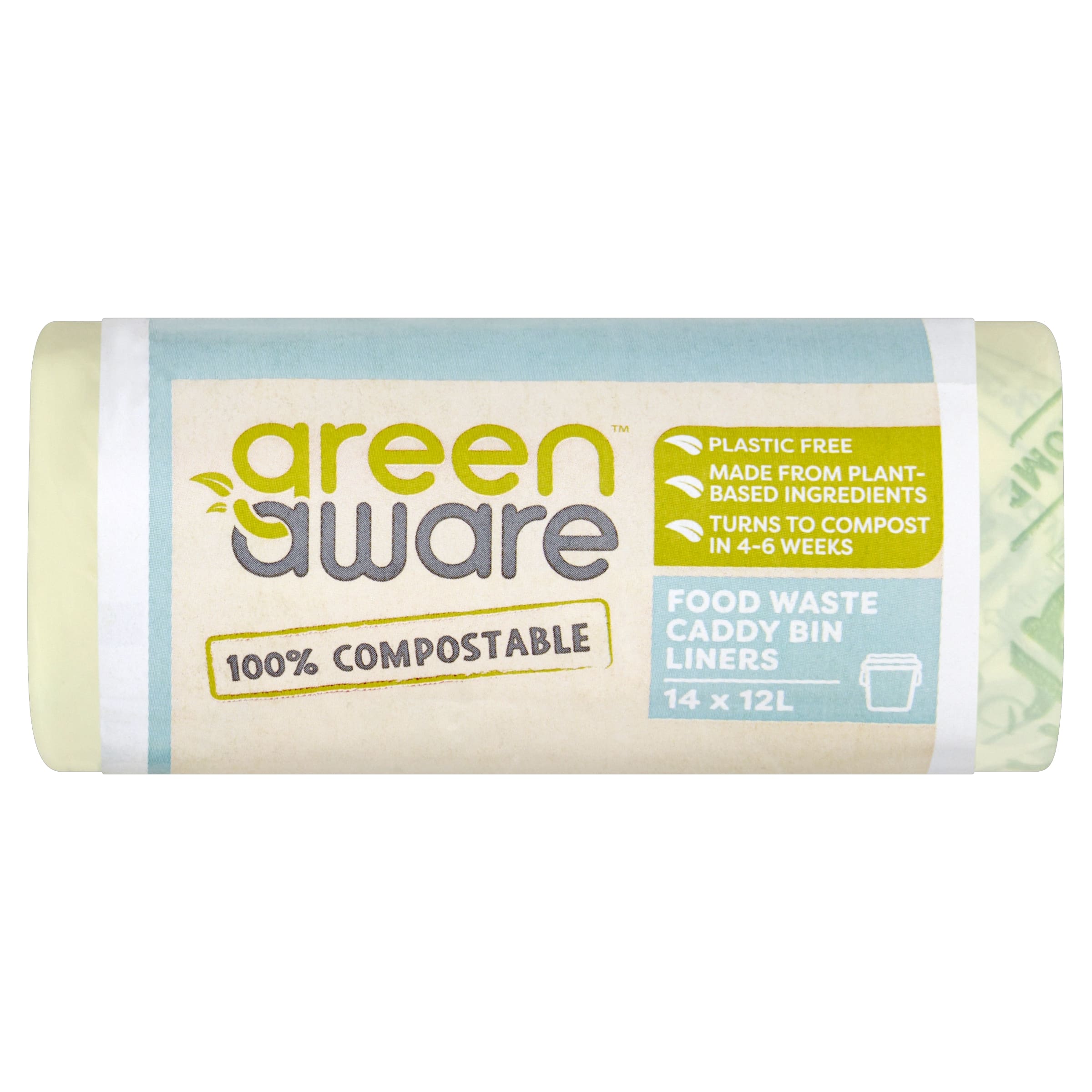 GREENAWARE Kompostowalne worki na odpady spożywcze 12L, 14 szt.