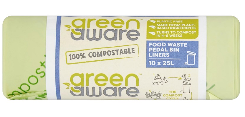 GREENAWARE Kompostowalne worki na odpady spożywcze 25L, 10 szt.