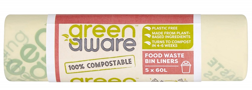 GREENAWARE Kompostowalne worki na odpady spożywcze 60L 5 szt.