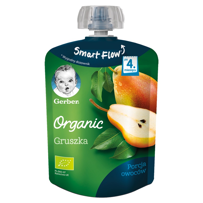 GERBER Organic Deserek w tubce gruszka dla niemowląt po 4 miesiącu frisco.pl