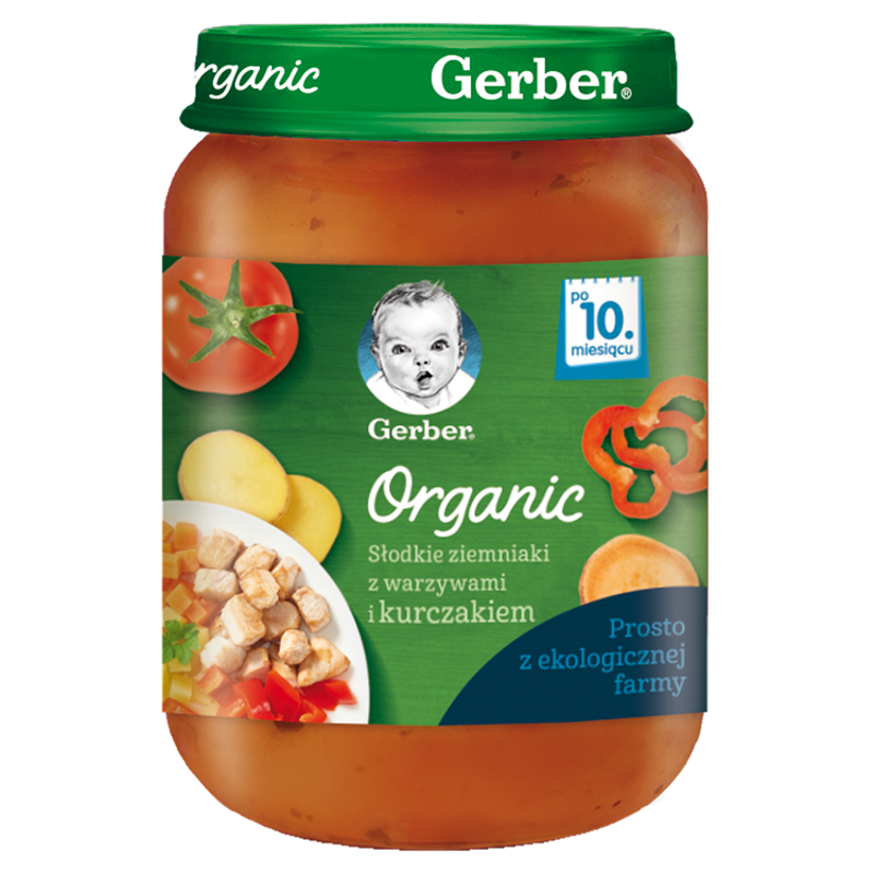 GERBER Organic Obiadek Słodkie ziemniaki z warzywami i kurczakiem dla niemowląt po 10 miesiącu BIO frisco.pl
