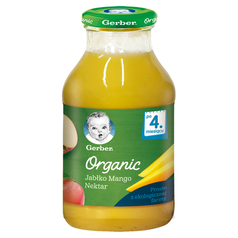GERBER Organic Nektar jabłko mango dla niemowląt po 4 miesiącu