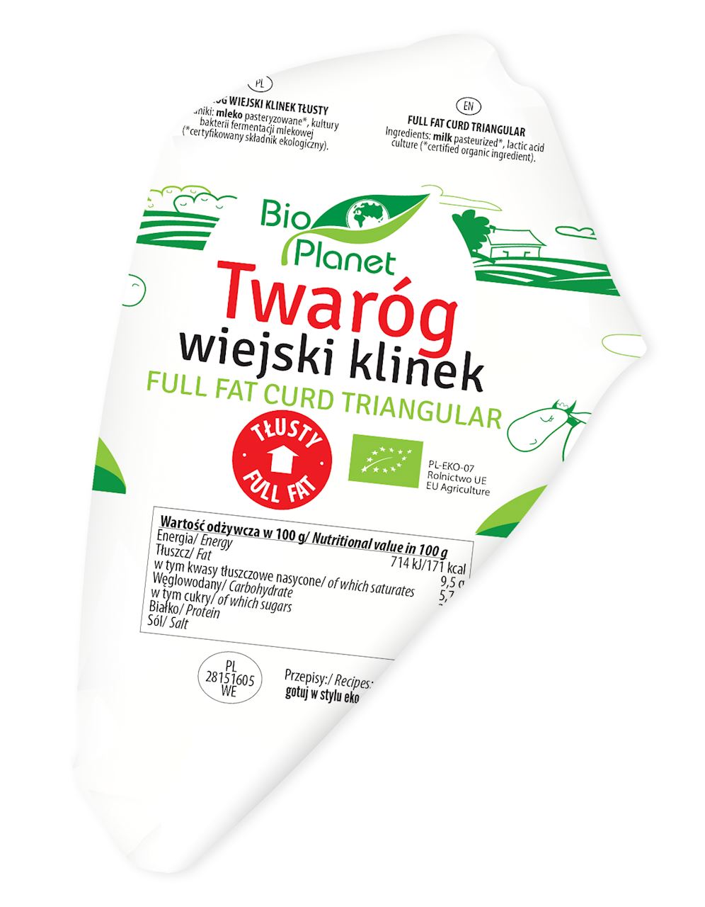 BIO PLANET Twaróg tłusty klinek BIO