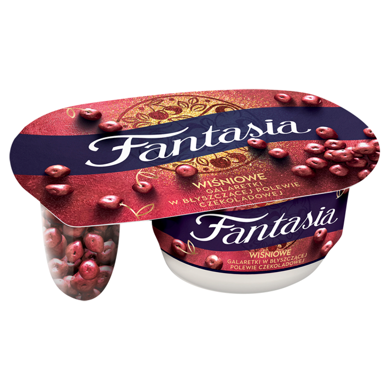 FANTASIA Jogurt kremowy z galaretkami wiśniowymi w polewie czekoladowej frisco.pl