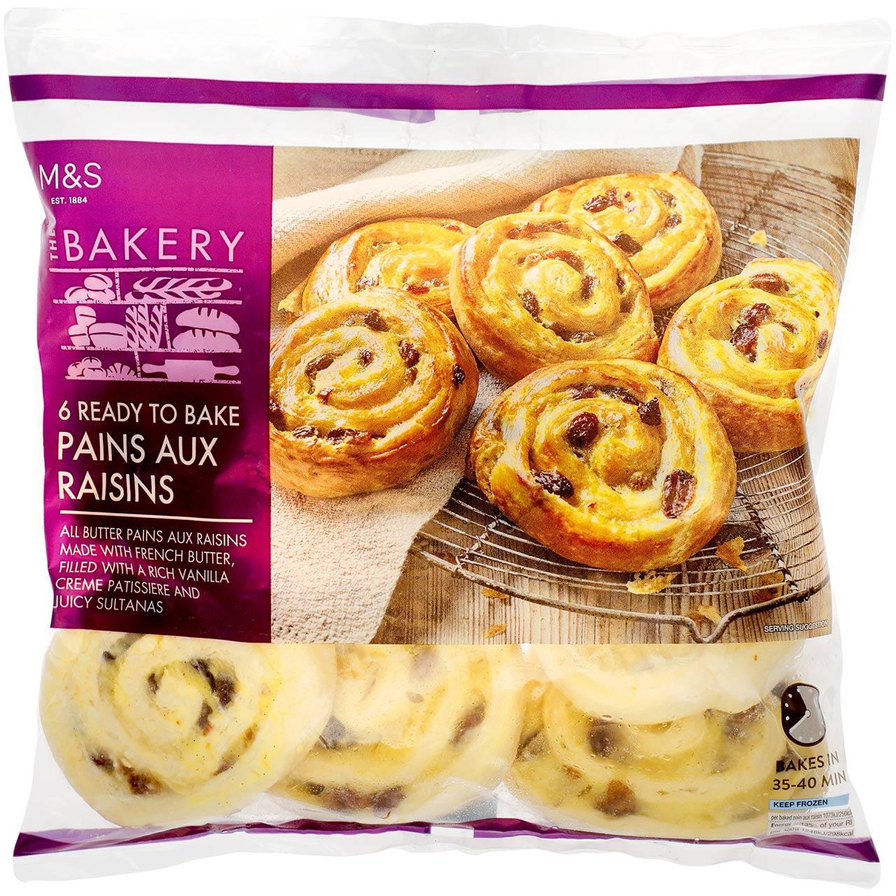 MARKS & SPENCER Pains aux raisins - francuskie drożdżówki z rodzynkami - 6 szt. (do odpieku)