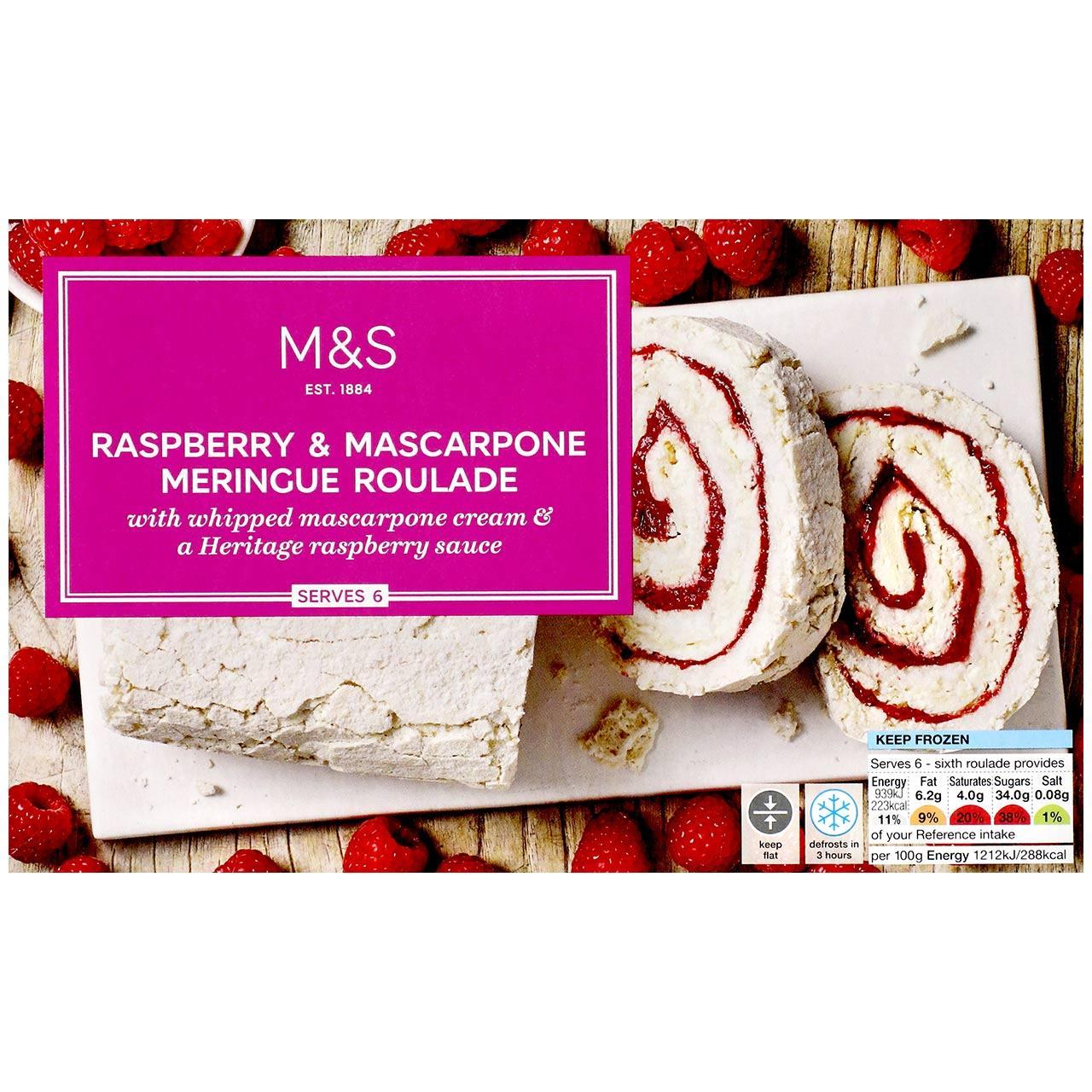 MARKS & SPENCER Rolada bezowa z sosem malinowym i mascarpone (mrożona)