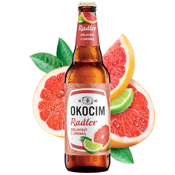 OKOCIM RADLER GREJPFRUT Z LIMONKĄ Piwo (cena zawiera 0,50 zł kaucji za butelkę)