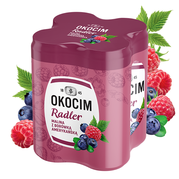 OKOCIM RADLER MALINA Z BORÓWKĄ AMERYKAŃSKĄ Piwo 4x500ml (puszka)