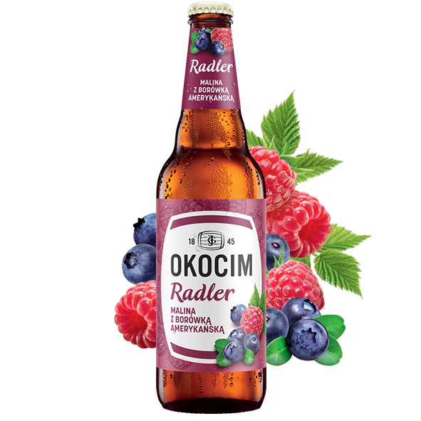 OKOCIM RADLER MALINA Z BORÓWKĄ AMERYKAŃSKĄ Piwo (cena zawiera 0,50 zł kaucji za butelkę)