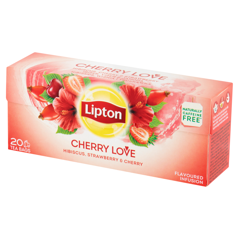 LIPTON Cherry Love Herbata czarna aromatyzowana hibiskus wiśnia i truskawka 20 torebek ex. frisco.pl