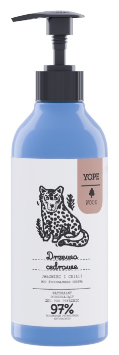 YOPE WOOD Naturalny żel pod prysznic Drzewo cedrowe jałowiec i chilli