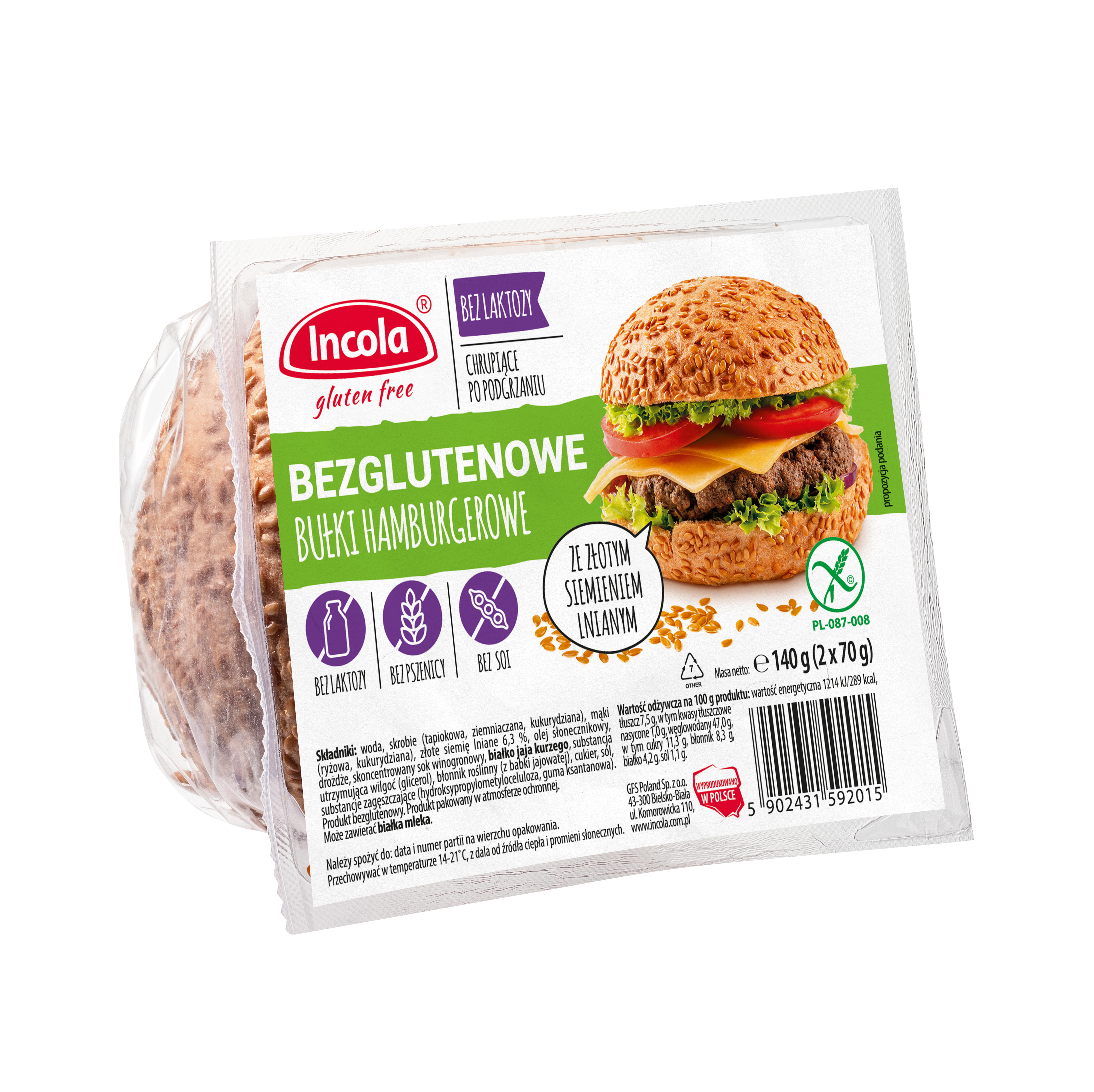 INCOLA Bezglutenowa bułka hamburger