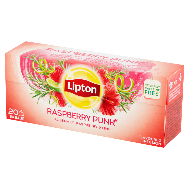 LIPTON Raspberry Punk Herbata czarna aromatyzowana Malina, Rozmaryn, Lukrecja i Limonka 20 torebek ex.