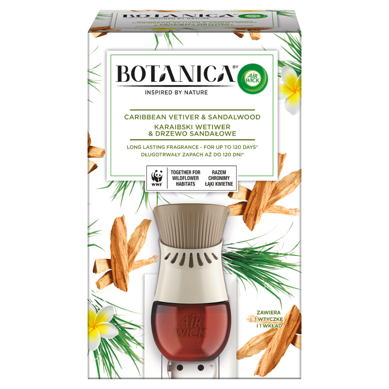 AIR WICK Botanica Odświeżacz elektryczny Karaibski Wetiwer & Drzewo Sandałowe