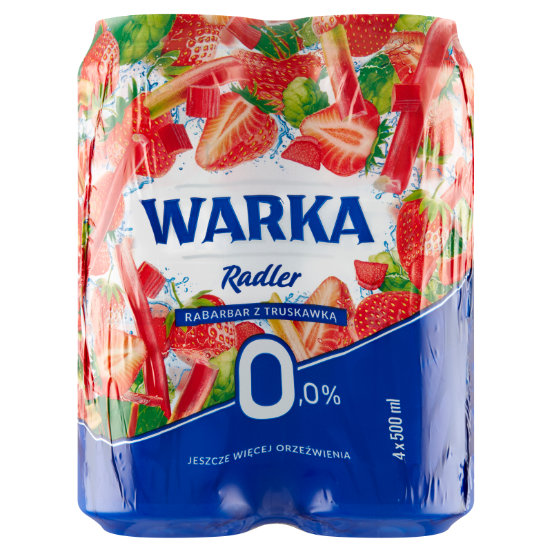 WARKA Radler TRUSKAWKA Z RABARBAREM Piwo bezalkoholowe 4x500ml (puszka)