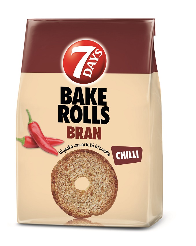 BAKE ROLLS Bran Chrupki chlebowe z otrębami pszennymi o smaku chilli
