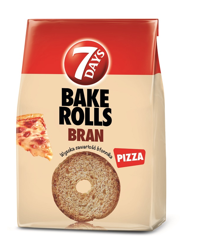 BAKE ROLLS Bran Chrupki chlebowe z otrębami pszennymi o smaku pizzy