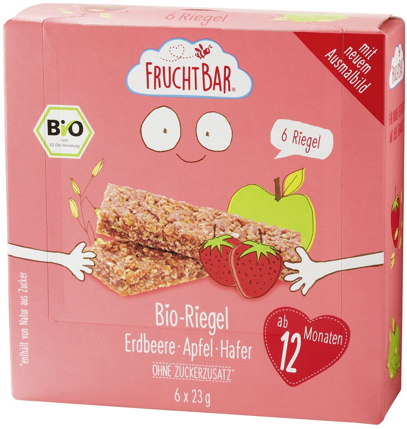 FRUCHTBAR Baton zbożowy truskawka jabłko owies po 12 miesiącu BIO 6x23g