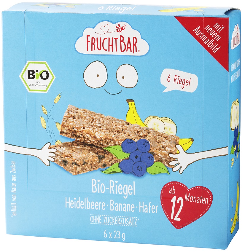 FRUCHTBAR Baton zbożowy borówka banan owies po 12 miesiącu BIO 6x23g