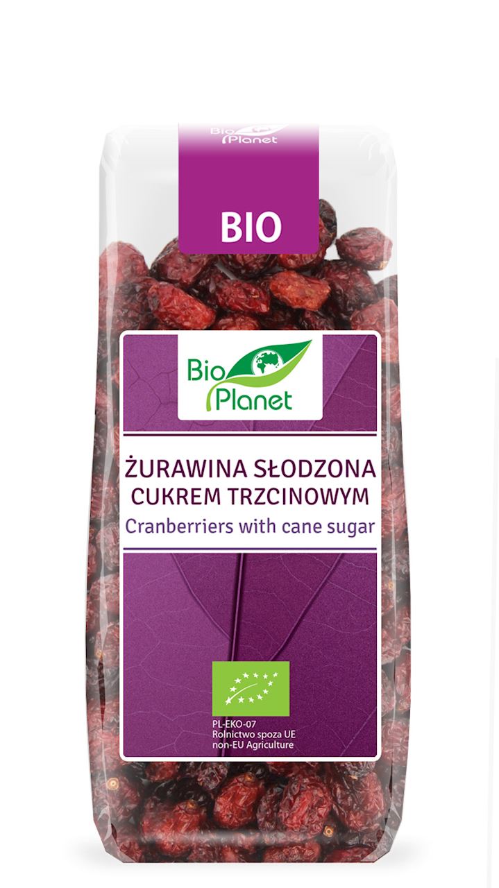 BIO PLANET Żurawina słodzona cukrem trzcinowym BIO