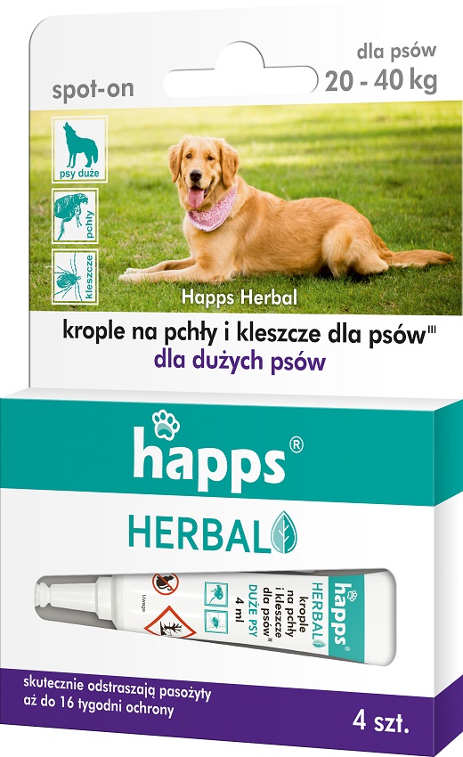 HAPPS Herbal Krople na pchły i kleszcze dla dużych psów 20-40 kg frisco.pl