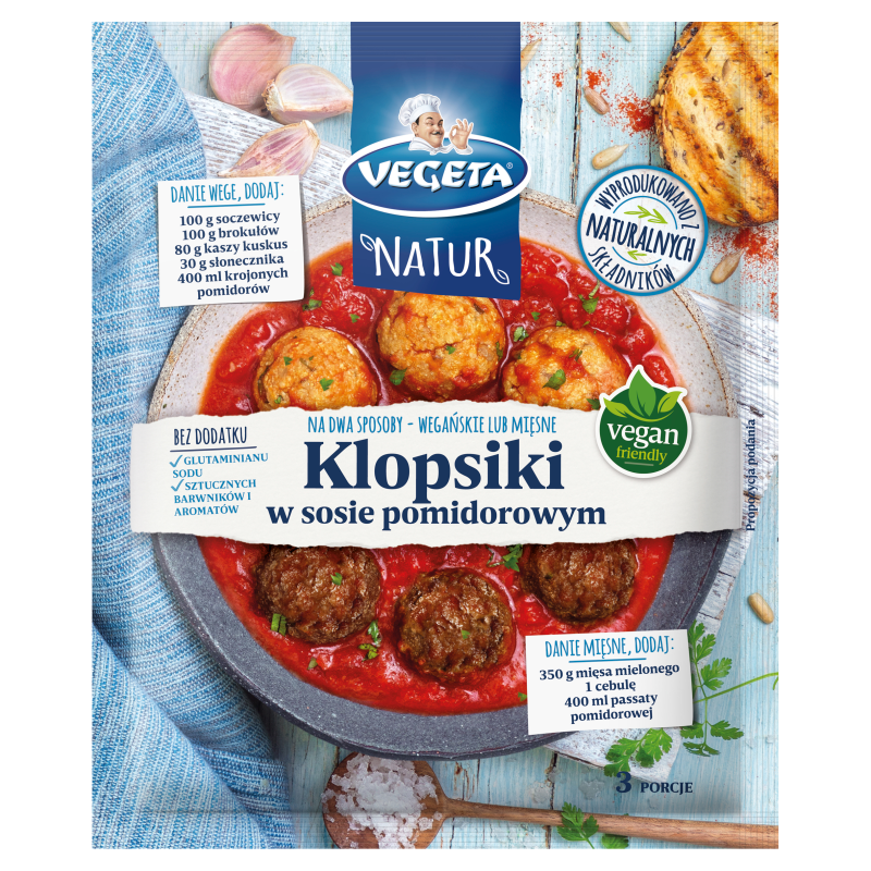 VEGETA NATUR Klopsiki w sosie pomidorowym fix (mięsny lub wegański)