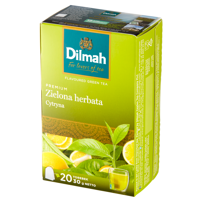 DILMAH Zielona herbata o smaku cytrynowym 20 torebek ex. frisco.pl
