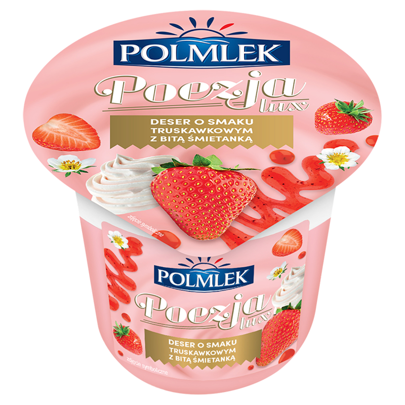 POLMLEK Poezja LUX Deser o smaku truskawkowym z bitą śmietanką frisco.pl