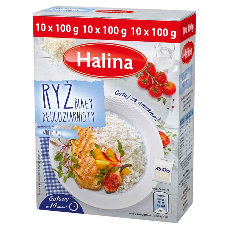 HALINA Ryż biały długoziarnisty (10x100g) frisco.pl