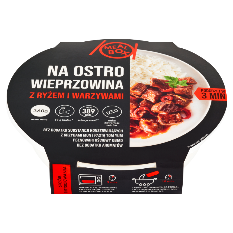 MEAL BOX Wieprzowina na ostro z ryżem i warzywami