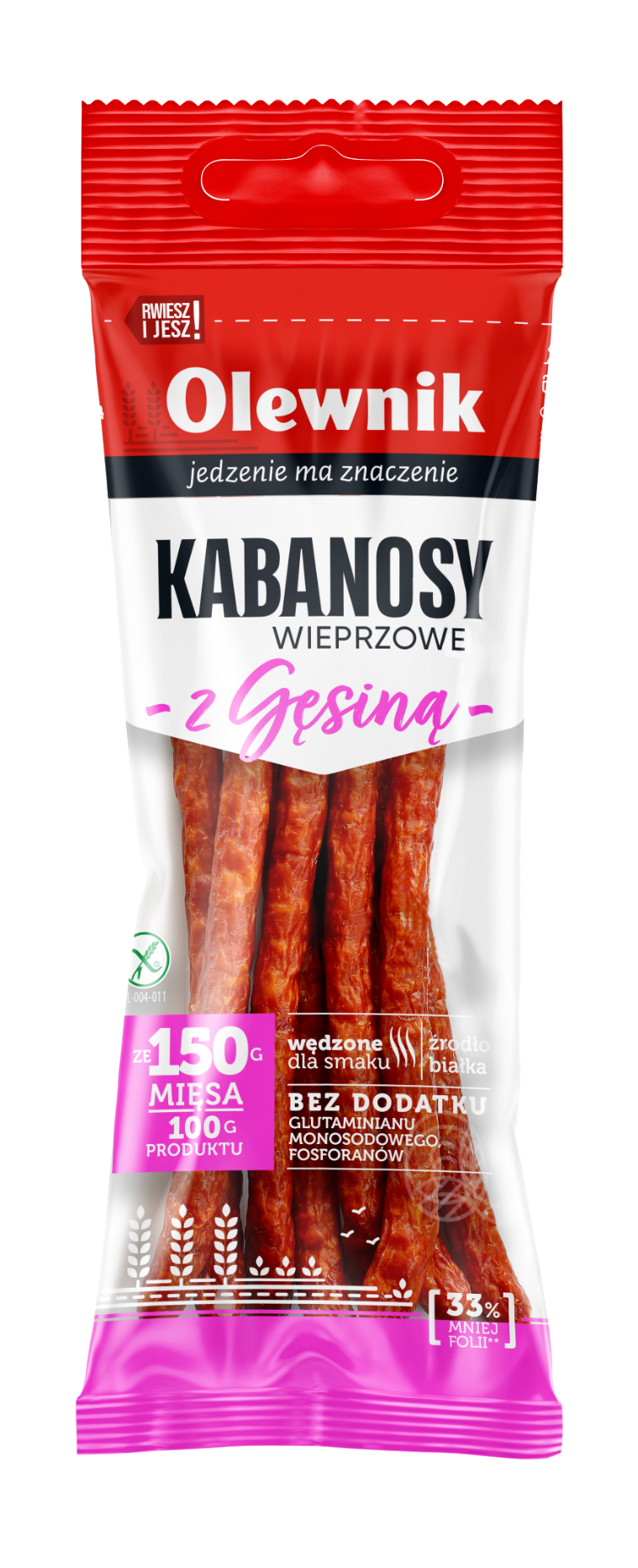 OLEWNIK Kabanosy z gęsiną bezglutenowe frisco.pl