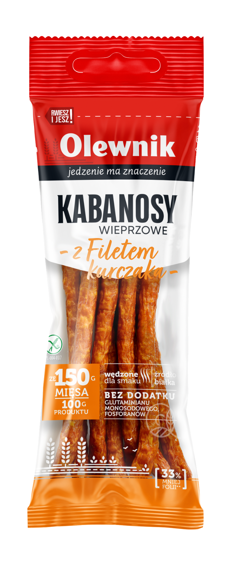 OLEWNIK Kabanosy z filetem z kurczaka bezglutenowe frisco.pl