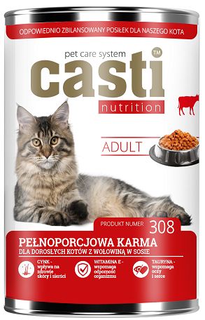 CASTI Pełnoporcjowa karma dla dorosłych Kotów wołowina