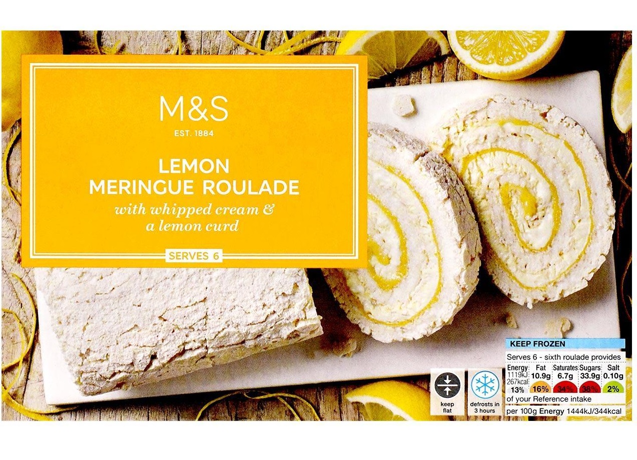 MARKS & SPENCER Rolada bezowa nadziewana cytrynową bitą śmietaną (mrożony)