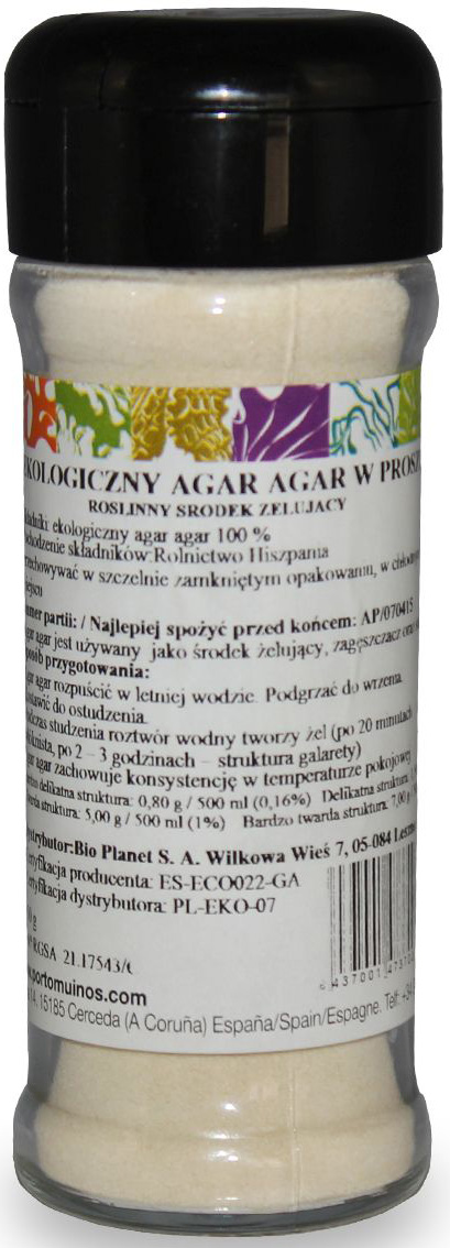 PORTO MUINOS Agar agar w proszku (roślinny środek żelujący) BIO