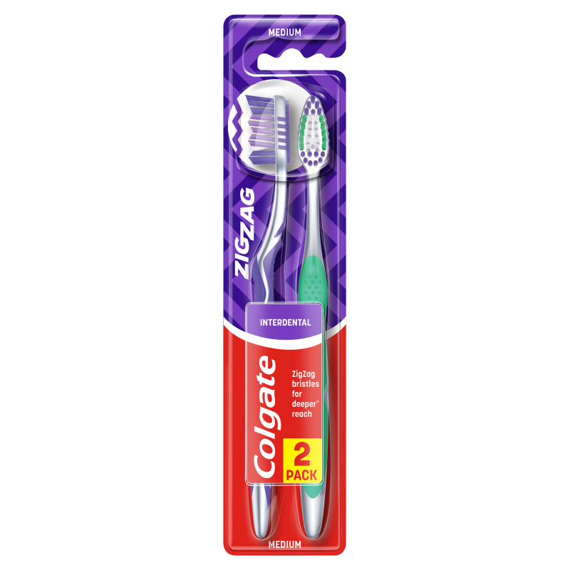 COLGATE ZigZag Szczoteczka do zębów średnia 2 szt.