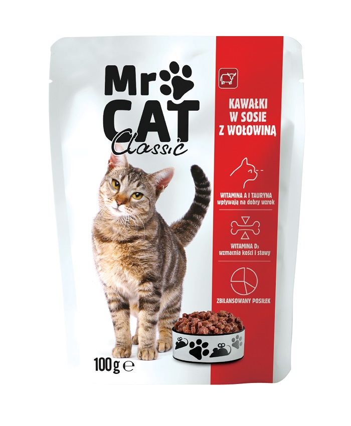 MR CAT Karma dla kotów - kawałki w sosie z wołowiną