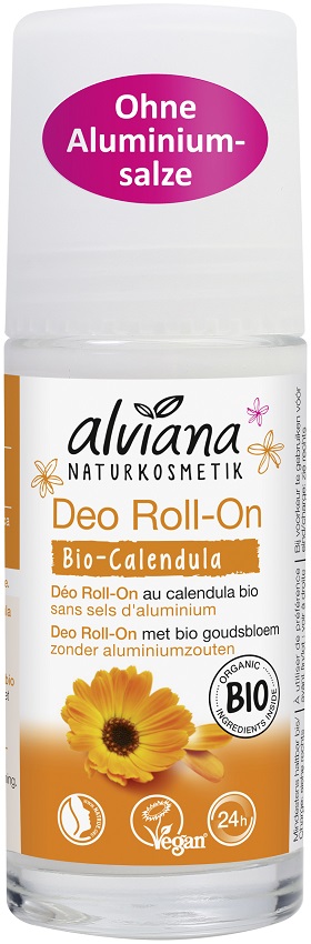 ALVIANA Deodorant Roll-On ochrona 24h z BIO nagietkiem BIO szałwią i BIO oczarem wirginijski