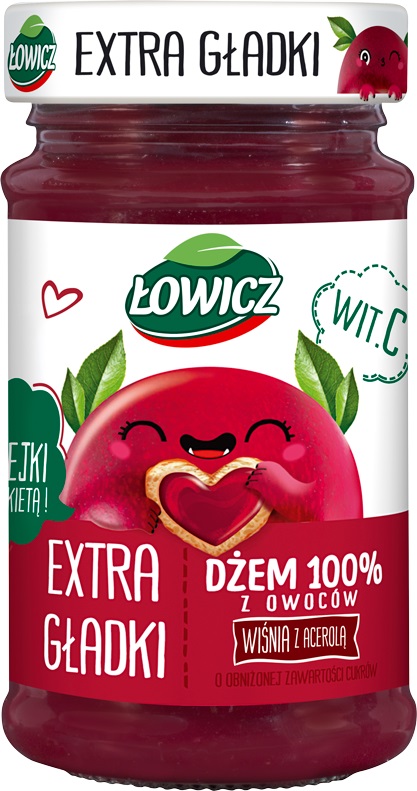 ŁOWICZ Dżem 100% z owoców extra gładki wiśnia