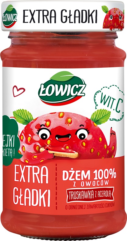 ŁOWICZ Dżem 100% z owoców extra gładki truskawka z acerolą frisco.pl