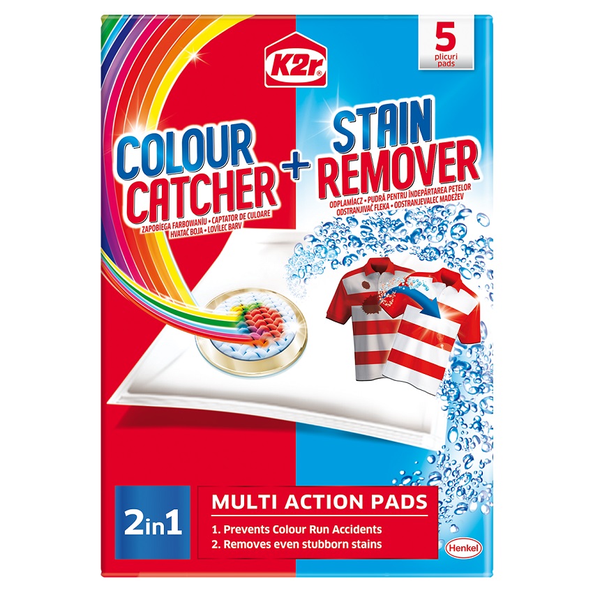 K2R COLOUR CATCHER Saszetki do prania z funkcją wyłapującą barwniki tkanin + odplamiacz 5 szt.