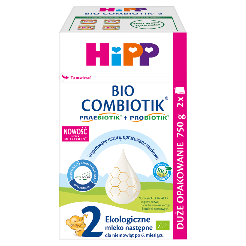 HIPP 2 BIO Combiotik ekologiczne mleko następne, dla niemowląt po 6 miesiącu